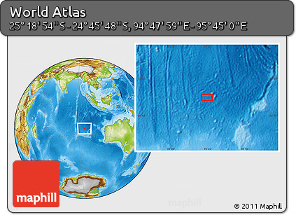 Physical Location Map of the Area around 25° 2' 21" S, 95° 16' 30" E