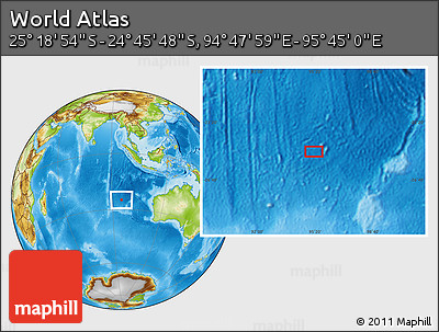 Physical Location Map of the Area around 25° 2' 21" S, 95° 16' 30" E