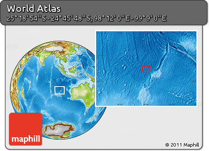 Physical Location Map of the Area around 25° 2' 21" S, 98° 40' 30" E