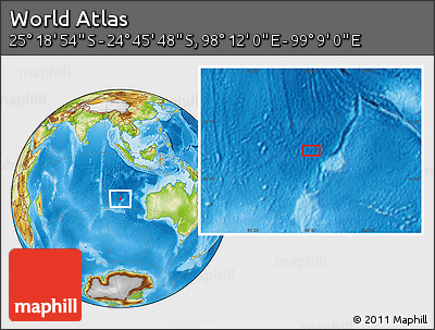 Physical Location Map of the Area around 25° 2' 21" S, 98° 40' 30" E