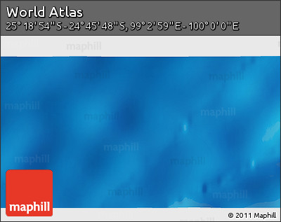 Shaded Relief 3D Map of the Area around 25° 2' 21" S, 99° 31' 30" E