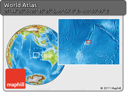 Physical Location Map of the Area around 25° 31' 56" S, 100° 22' 30" E