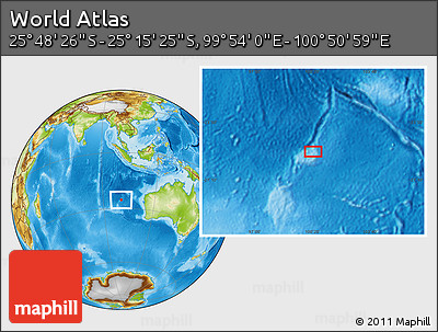 Physical Location Map of the Area around 25° 31' 56" S, 100° 22' 30" E
