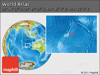 Physical Location Map of the Area around 25° 31' 56" S, 101° 13' 29" E