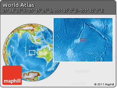 Physical Location Map of the Area around 25° 31' 56" S, 101° 13' 29" E