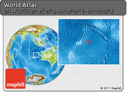 Physical Location Map of the Area around 25° 31' 56" S, 102° 4' 29" E