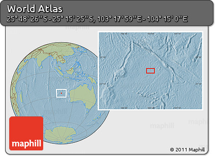 Savanna Style Location Map of the Area around 25° 31' 56" S, 103° 46' 30" E, hill shading