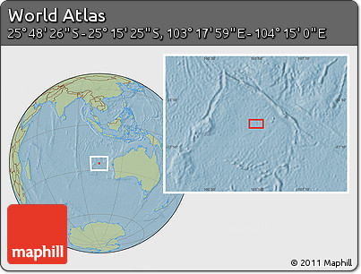 Savanna Style Location Map of the Area around 25° 31' 56" S, 103° 46' 30" E, hill shading
