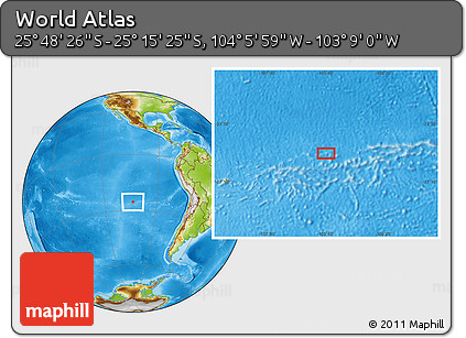 Physical Location Map of the Area around 25° 31' 56" S, 103° 37' 30" W