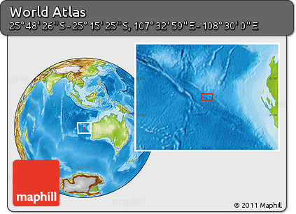 Physical Location Map of the Area around 25° 31' 56" S, 108° 1' 30" E