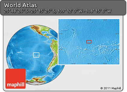 Physical Location Map of the Area around 25° 31' 56" S, 108° 43' 29" W