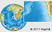 Physical Location Map of the area around 25° 31' 56" S, 10° 16' 30" E