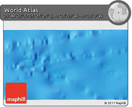 Physical 3D Map of the Area around 25° 31' 56" S, 10° 58' 29" W