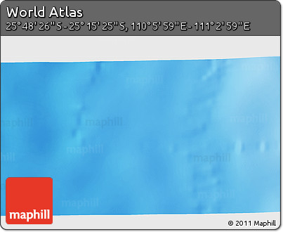 Shaded Relief 3D Map of the Area around 25° 31' 56" S, 110° 34' 29" E