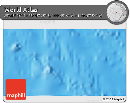 Physical 3D Map of the Area around 25° 31' 56" S, 111° 16' 30" W