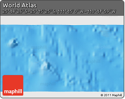 Physical 3D Map of the Area around 25° 31' 56" S, 111° 16' 30" W