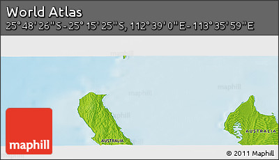 Physical Panoramic Map of the Area around 25° 31' 56" S, 113° 7' 30" E