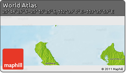 Physical Panoramic Map of the Area around 25° 31' 56" S, 113° 7' 30" E
