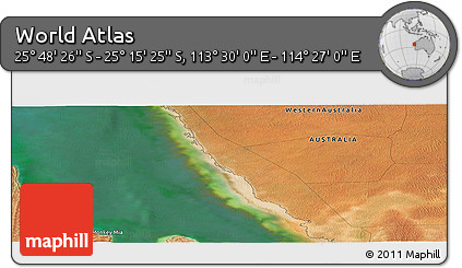Satellite Panoramic Map of the Area around 25° 31' 56" S, 113° 58' 29" E