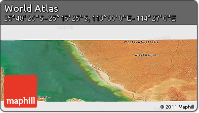 Satellite Panoramic Map of the Area around 25° 31' 56" S, 113° 58' 29" E