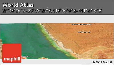 Satellite Panoramic Map of the Area around 25° 31' 56" S, 113° 58' 29" E