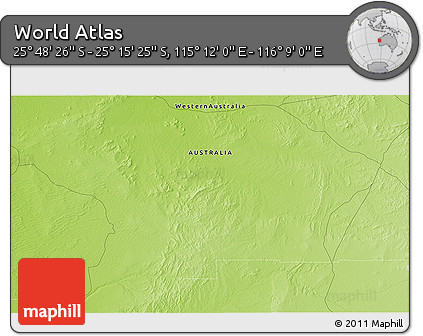 Physical 3D Map of the Area around 25° 31' 56" S, 115° 40' 30" E