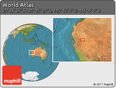 Satellite Location Map of the Area around 25° 31' 56" S, 115° 40' 30" E
