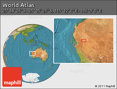 Satellite Location Map of the Area around 25° 31' 56" S, 115° 40' 30" E