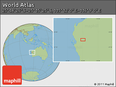 Savanna Style Location Map of the Area around 25° 31' 56" S, 115° 40' 30" E