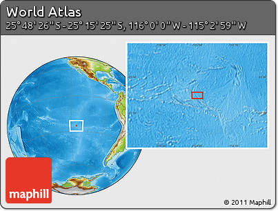 Physical Location Map of the Area around 25° 31' 56" S, 115° 31' 30" W