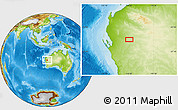 Physical Location Map of the area around 25° 31' 56" S, 116° 31' 30" E
