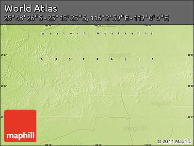Physical Map of the Area around 25° 31' 56" S, 116° 31' 30" E