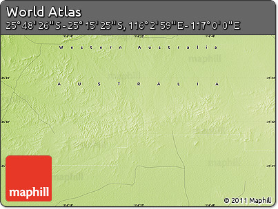 Physical Map of the Area around 25° 31' 56" S, 116° 31' 30" E