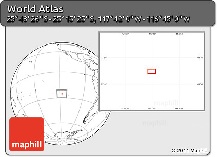 Blank Location Map of the Area around 25° 31' 56" S, 117° 13' 29" W