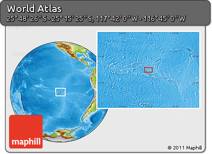 Physical Location Map of the Area around 25° 31' 56" S, 117° 13' 29" W