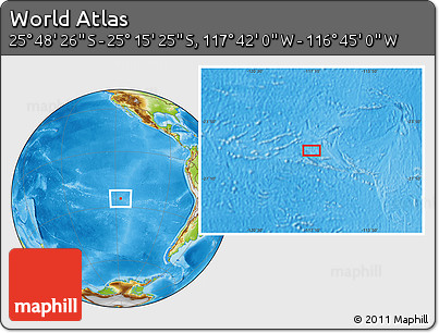Physical Location Map of the Area around 25° 31' 56" S, 117° 13' 29" W