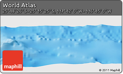 Shaded Relief Panoramic Map of the Area around 25° 31' 56" S, 117° 13' 29" W