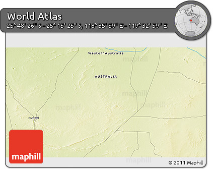 Physical 3D Map of the Area around 25° 31' 56" S, 119° 4' 29" E
