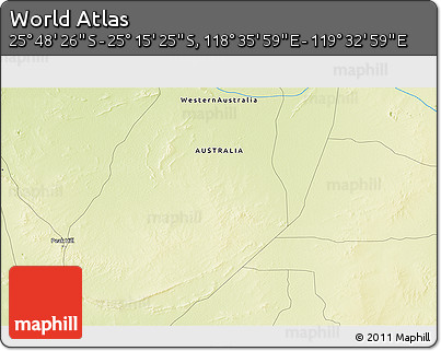 Physical 3D Map of the Area around 25° 31' 56" S, 119° 4' 29" E