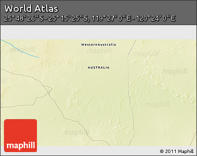 Physical 3D Map of the Area around 25° 31' 56" S, 119° 55' 30" E