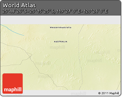 Physical 3D Map of the Area around 25° 31' 56" S, 119° 55' 30" E