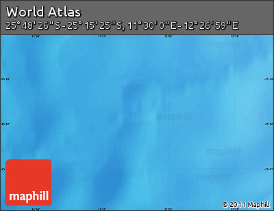 Physical Map of the Area around 25° 31' 56" S, 11° 58' 29" E