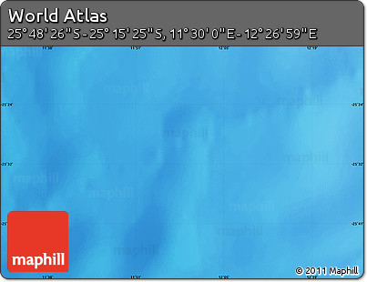 Shaded Relief Map of the Area around 25° 31' 56" S, 11° 58' 29" E