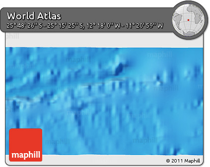 Physical 3D Map of the Area around 25° 31' 56" S, 11° 49' 29" W