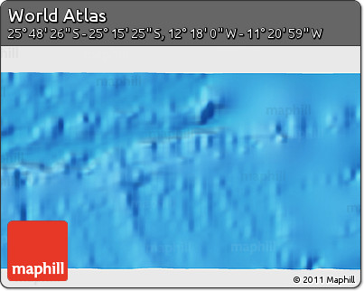 Physical 3D Map of the Area around 25° 31' 56" S, 11° 49' 29" W