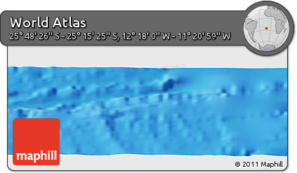 Physical Panoramic Map of the Area around 25° 31' 56" S, 11° 49' 29" W