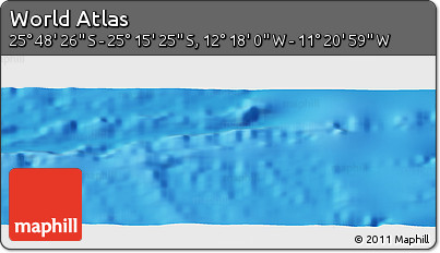 Physical Panoramic Map of the Area around 25° 31' 56" S, 11° 49' 29" W