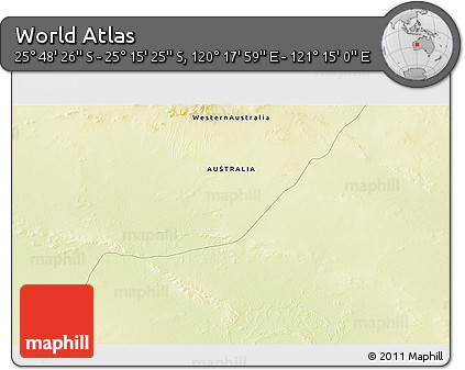 Physical 3D Map of the Area around 25° 31' 56" S, 120° 46' 30" E