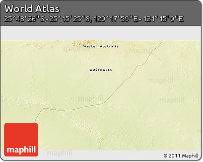 Physical 3D Map of the Area around 25° 31' 56" S, 120° 46' 30" E