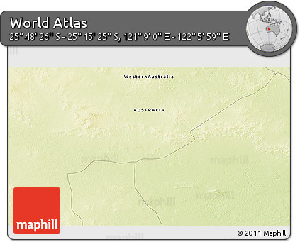 Physical 3D Map of the Area around 25° 31' 56" S, 121° 37' 30" E